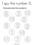 I spy the number 6. Coloring Page