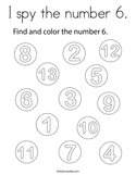 I spy the number 6 Coloring Page