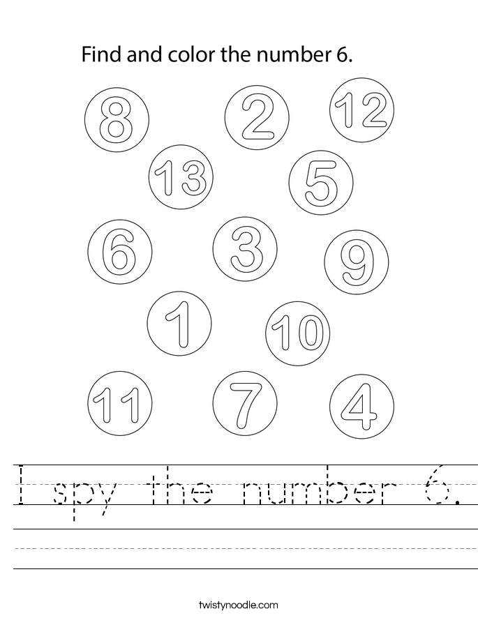 I spy the number 6. Worksheet