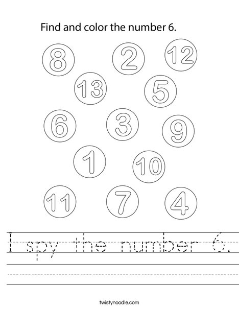 I spy the number 6. Worksheet