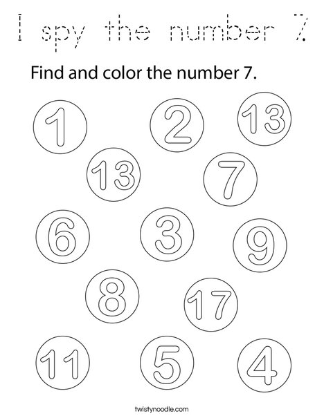 I spy the number 7. Coloring Page