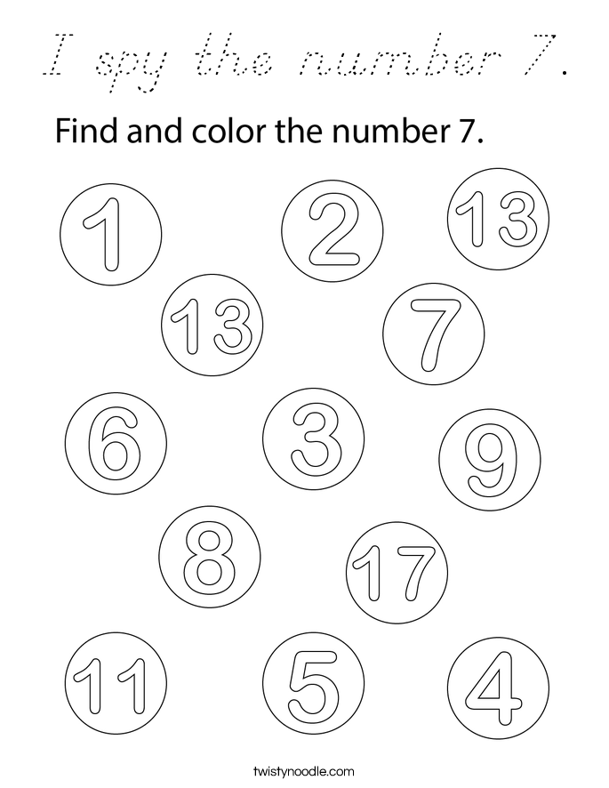 I spy the number 7. Coloring Page