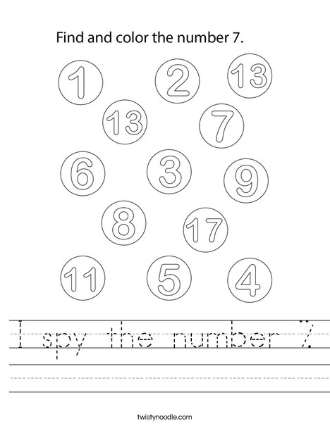 I spy the number 7. Worksheet