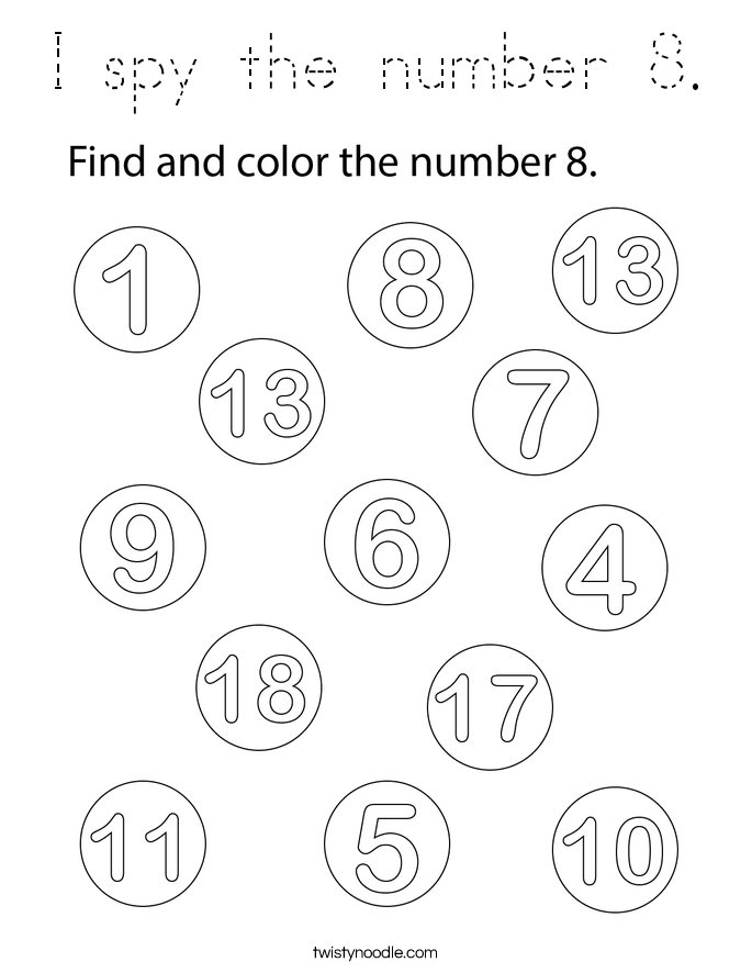 I spy the number 8. Coloring Page