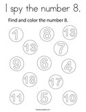 I spy the number 8 Coloring Page