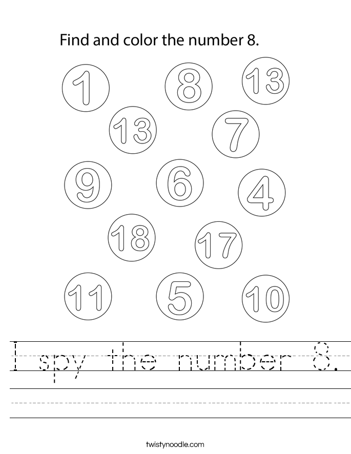 I spy the number 8. Worksheet
