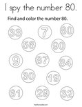 I spy the number 80. Coloring Page