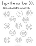 I spy the number 80 Coloring Page