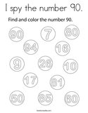 I spy the number 90 Coloring Page