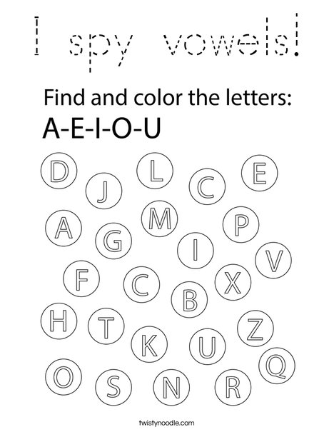 I spy vowels! Coloring Page