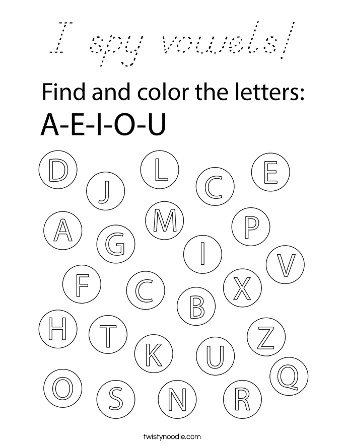 I spy vowels! Coloring Page