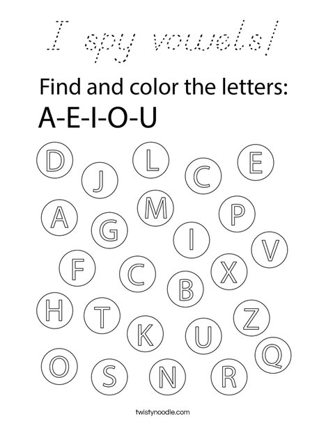 I spy vowels! Coloring Page