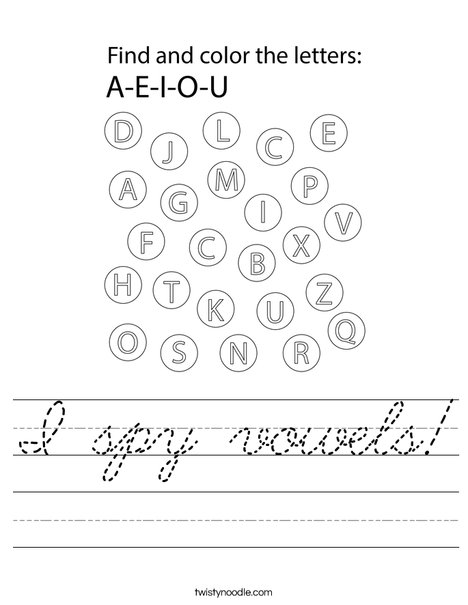 I spy vowels! Worksheet