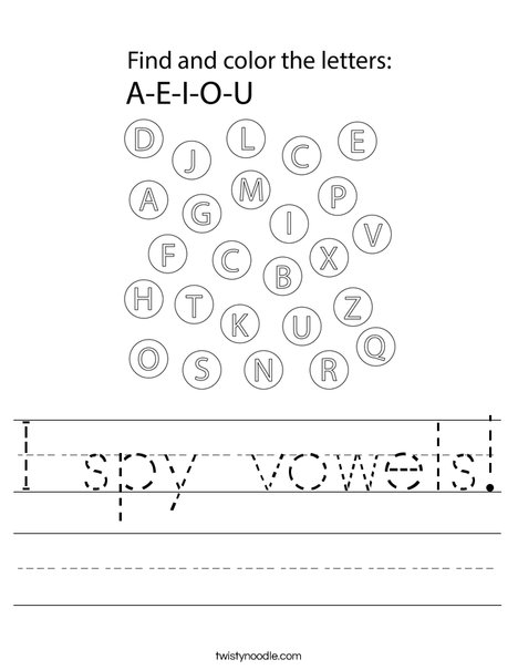I spy vowels! Worksheet