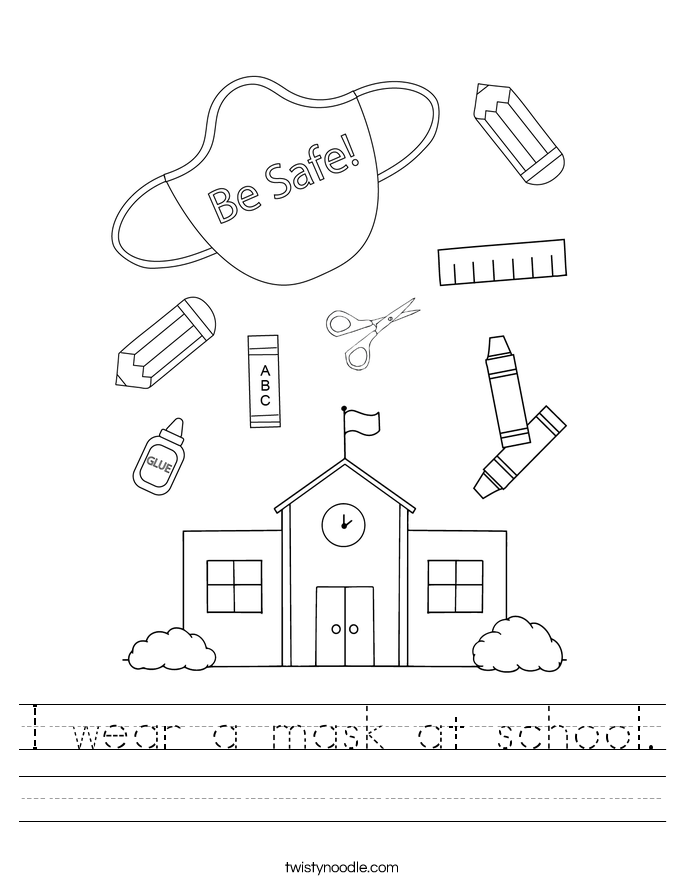 I wear a mask at school. Worksheet