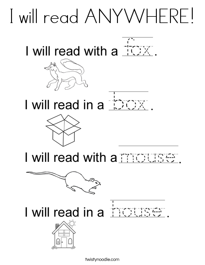 I will read ANYWHERE! Coloring Page