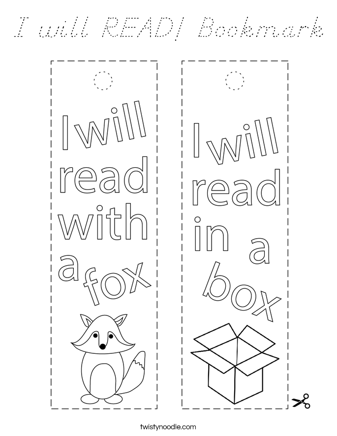 I will READ! Bookmark Coloring Page