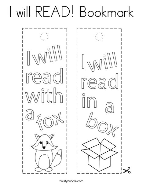 I will READ! bookmark Coloring Page