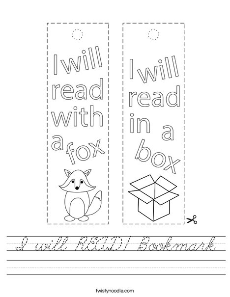 I will READ! bookmark Worksheet
