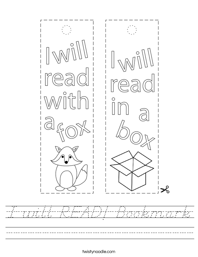 I will READ! Bookmark Worksheet