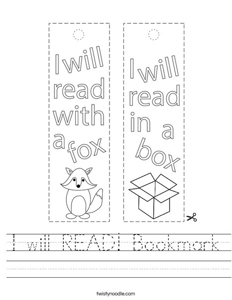 I will READ! bookmark Worksheet