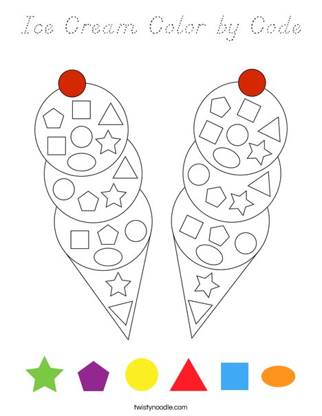 Ice Cream Color by Code Coloring Page