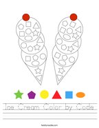 Ice Cream Color by Code Handwriting Sheet
