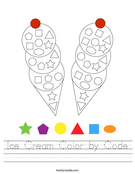 Ice Cream Color by Code Worksheet