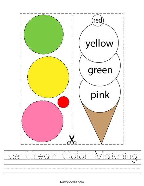Ice Cream Color Matching Worksheet