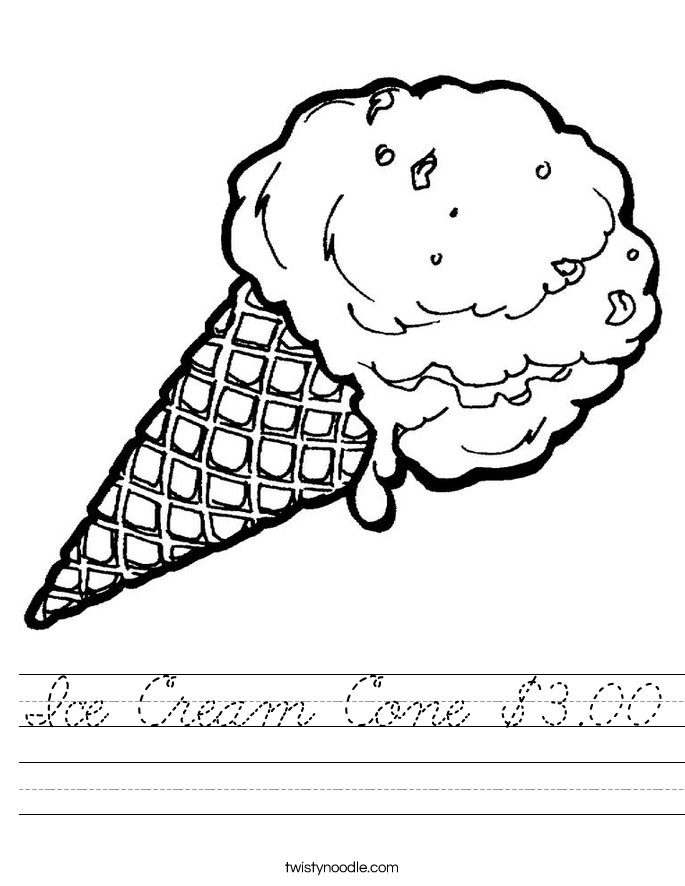 Ice Cream Cone $3.00 Worksheet