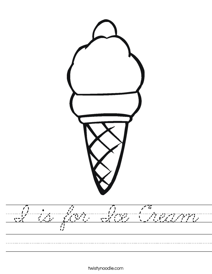 I is for Ice Cream Worksheet