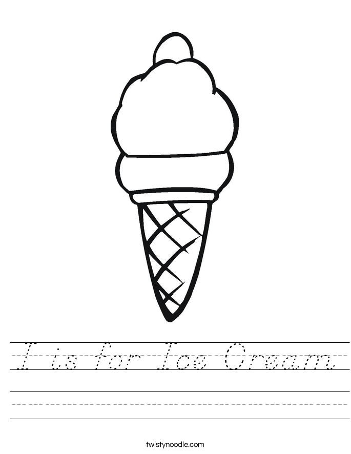 I is for Ice Cream Worksheet