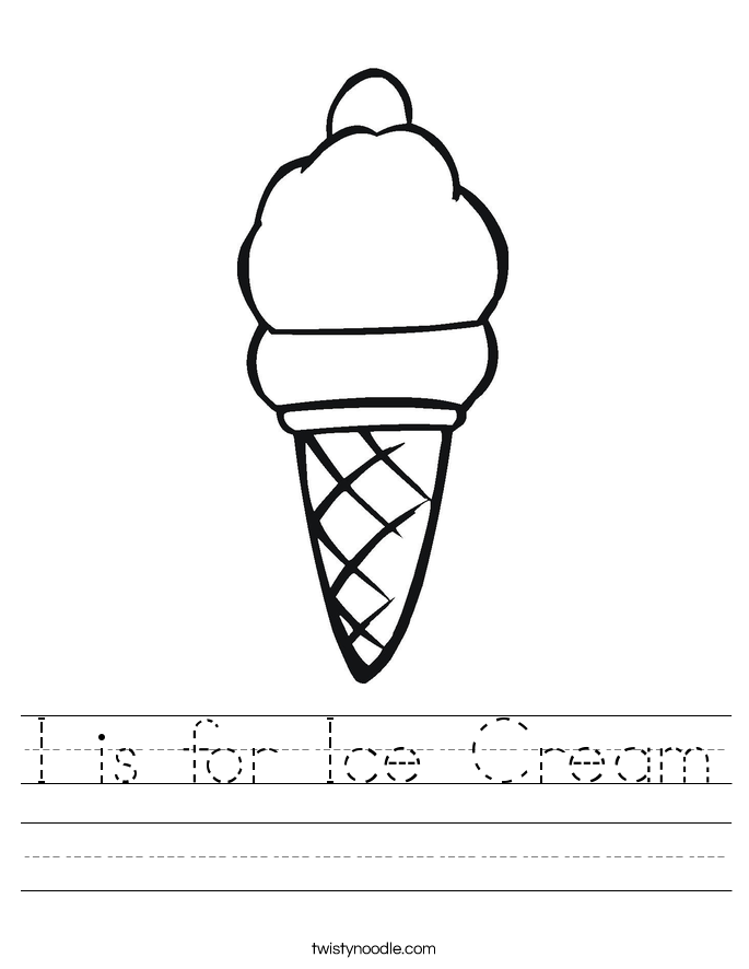 I is for Ice Cream Worksheet