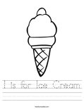 I is for Ice Cream Worksheet