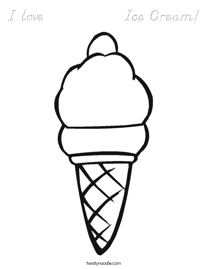 I love              Ice Cream! Coloring Page