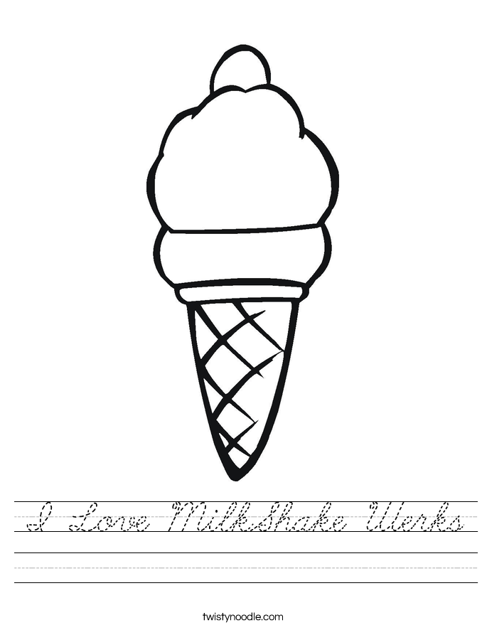 I Love MilkShake Werks Worksheet