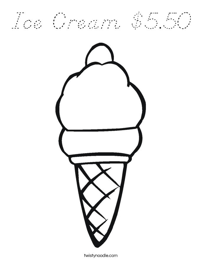 Ice Cream $5.50 Coloring Page