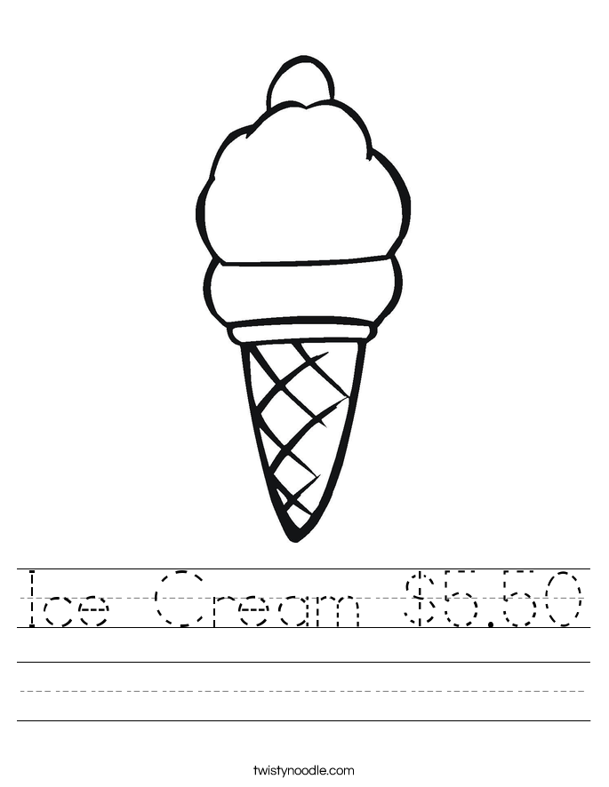 Ice Cream $5.50 Worksheet