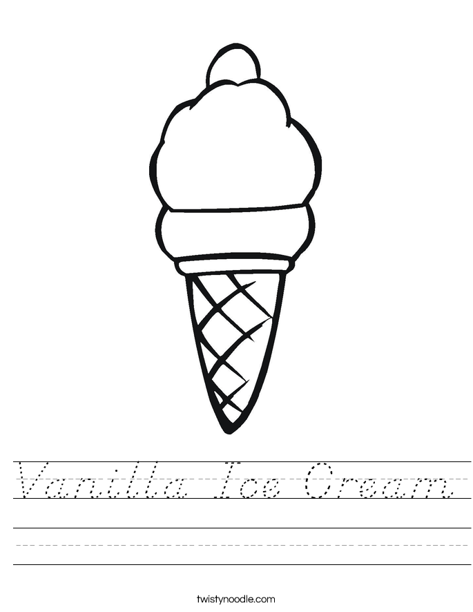 Vanilla Ice Cream Worksheet