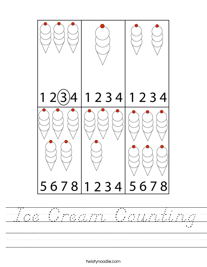 Ice Cream Counting Worksheet