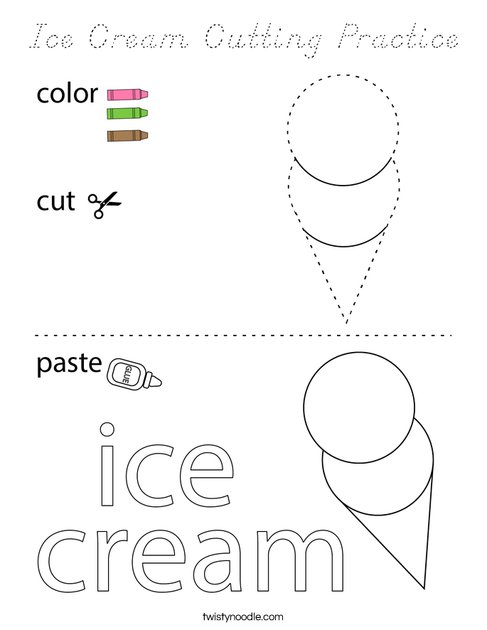 Ice Cream Cutting Practice Coloring Page