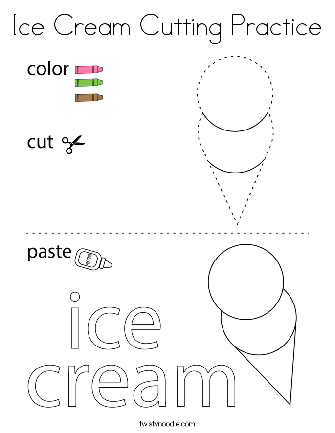 Ice Cream Cutting Practice Coloring Page
