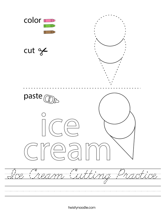 Ice Cream Cutting Practice Worksheet