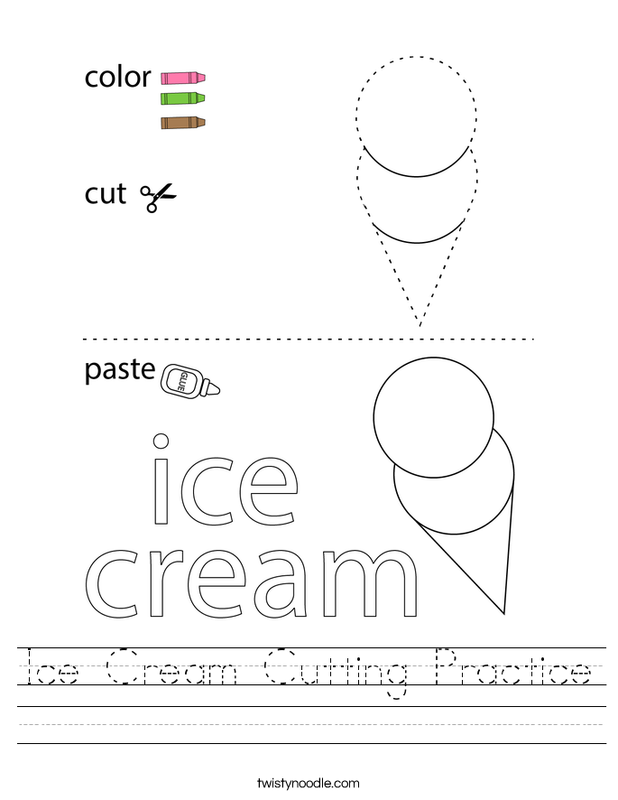 Ice Cream Cutting Practice Worksheet