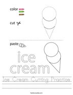 Ice Cream Cutting Practice Handwriting Sheet