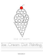 Ice Cream Dot Painting Handwriting Sheet