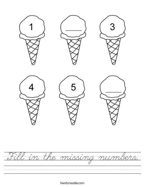Ice cream fill in the missing number Worksheet
