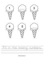 Fill in the missing numbers Handwriting Sheet