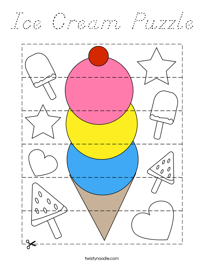Ice Cream Puzzle Coloring Page