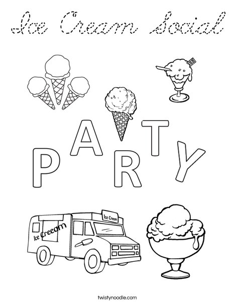 Ice Cream Social Coloring Page